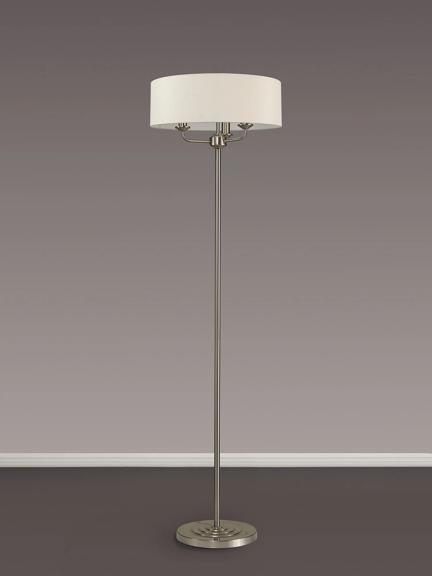Banyan 45cm 3 Light Floor Lamp Satin Nickel, Ivory Pearl DK0924  Deco Banyan SN IV